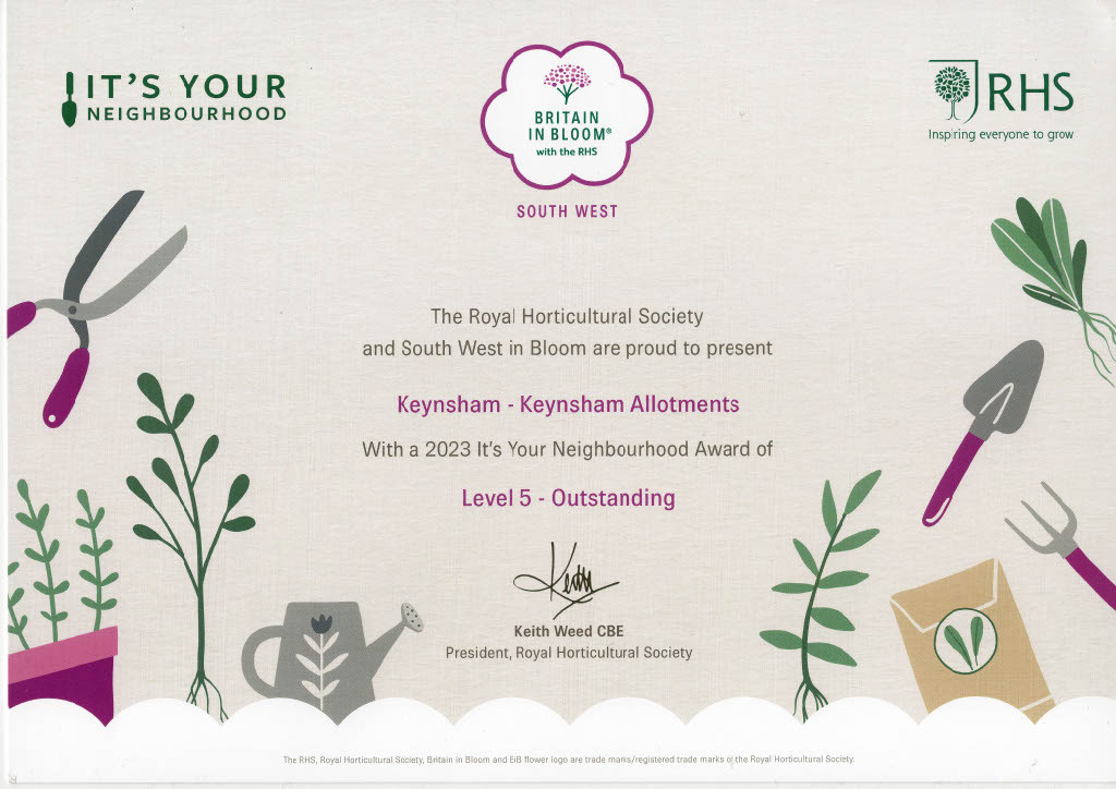 Keynsham Allotments South West In Bloom Award 2023
